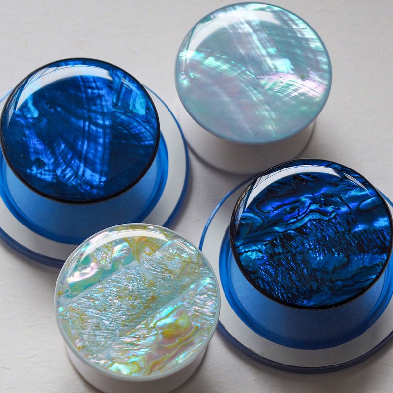 蓝色 MagSafe 手机指环扣 真珍珠母贝 鲍鱼贝壳 3M背胶 树脂艺术 - 手机壳/手机套 - 贝壳 蓝色