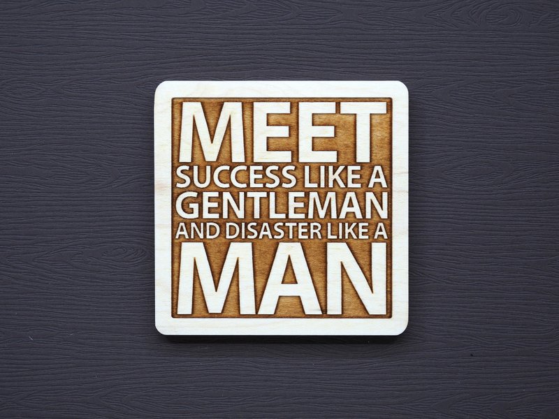 一句话原木杯垫 优雅地迎接胜利英勇地面对于挫折 - 杯垫 - 木头 咖啡色