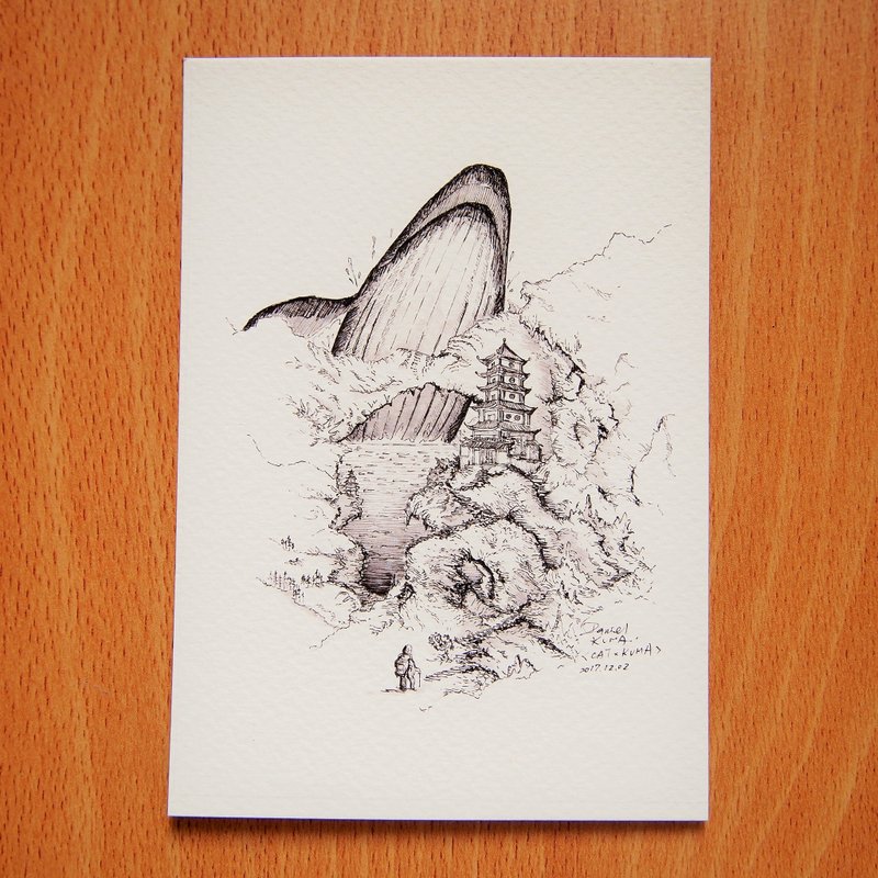 明信片 -- 鲸鱼 A款 - 卡片/明信片 - 纸 白色