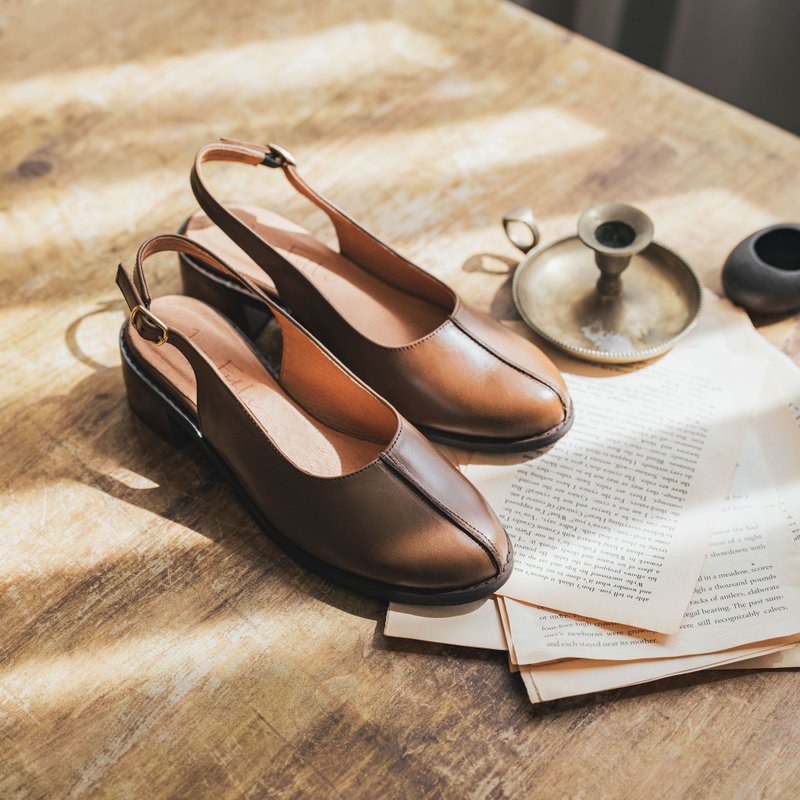 小日职履高跟鞋 _ 棕 - 高跟鞋 - 真皮 咖啡色