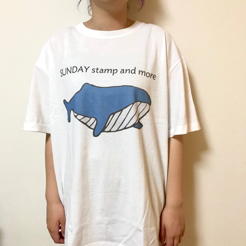 Whale T-shirt What to do today - 女装 T 恤 - 棉．麻 蓝色