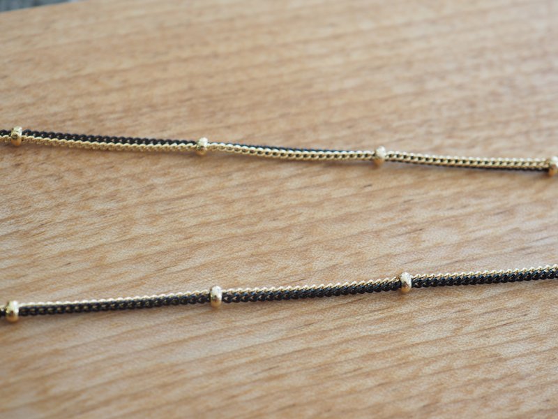 优雅双红豆链 50cm金x 黑色 - 其他 - 其他金属 金色