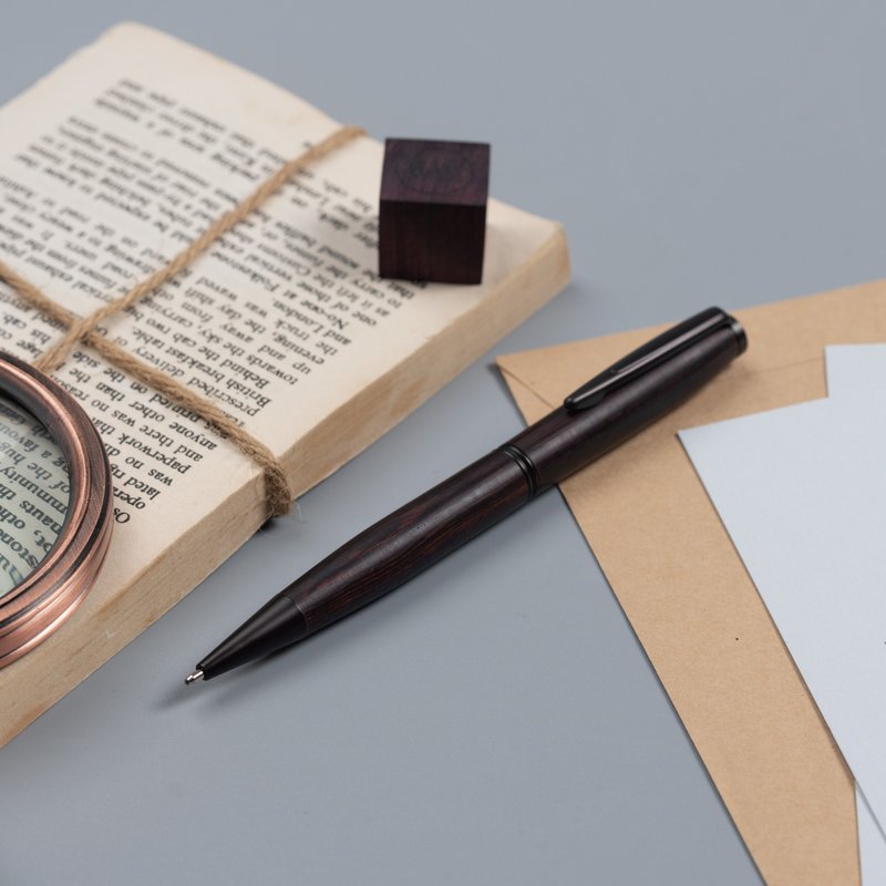 【Whisper 系列原子笔】赛洲黄檀 | 中英文订制 (单品) - 圆珠笔/中性笔 - 木头 咖啡色