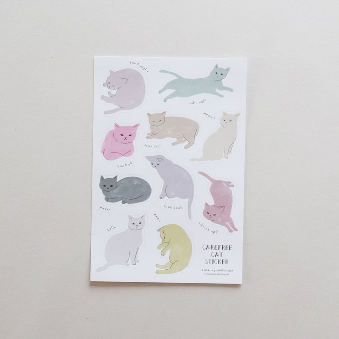 猫咪造型贴纸 | 防水 PVC 贴纸，适合手帐、拼贴素材 | 一组 10 枚入 - 贴纸 - 其他材质 