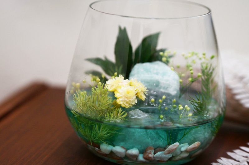 疗愈摆件推荐 I 脉轮水晶 × 永生花造景 I 觅境矿矿杯 - 干燥花/捧花 - 植物．花 多色