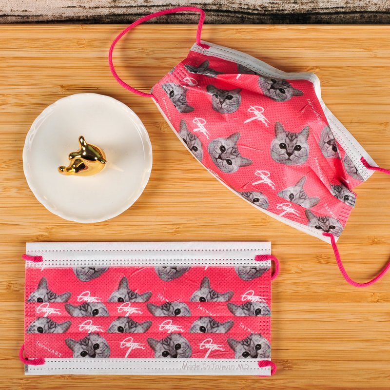 MILU玩美医用口罩/ JaywuArt联名-猫咪款 10入装 台湾制 双钢印 - 口罩 - 其他材质 