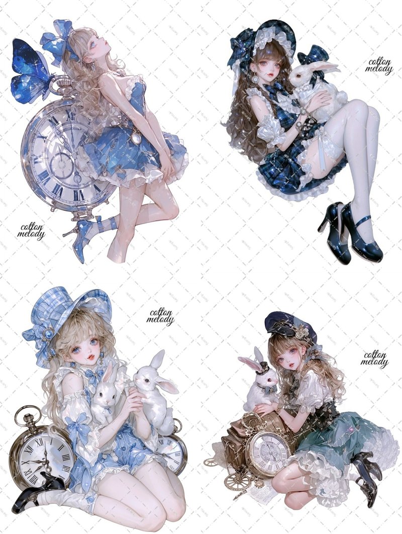 The Crystal Wonderland / 25款各3张 / cotton melody / 人物贴纸 / 附特典赠品 【11月活动】 - 贴纸 - 纸 