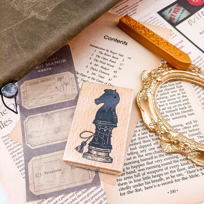 S097W 我的騎士My Knight  / 櫸木印章 Wood Rubber Stamp - 印章/印台 - 木头 卡其色