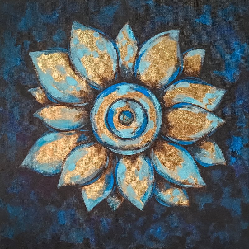 向日葵画/原画/抽象画/丙烯画/花画/花草画 - 海报/装饰画/版画 - 其他材质 金色