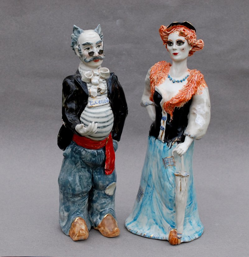 Ceramic sculptures Man and woman Artists Figurine Porcelain art dolls Fairy tale - 玩偶/公仔 - 瓷 多色