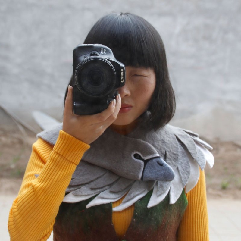 羊毛毡动物造型陪伴围脖 秋冬纯羊毛加厚保暖创意围巾 明星名媛范 - 围巾/披肩 - 羊毛 灰色