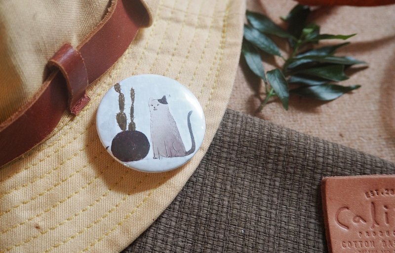 Pin badges tabby cat cactus - 徽章/别针 - 其他金属 多色