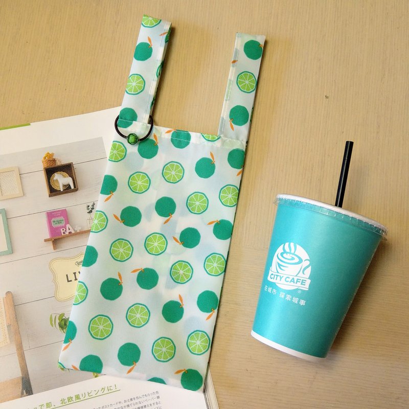 清爽莱姆(绿)。环保饮料袋 早餐袋 随身万用袋 - 随行杯提袋/水壶袋 - 防水材质 绿色