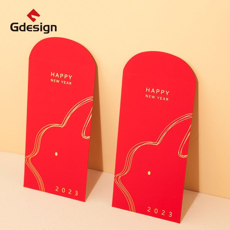 兔岁添福 烫金红包袋 Gdesign设计师款 2023 红包袋/6入 - 红包/春联 - 其他材质 红色