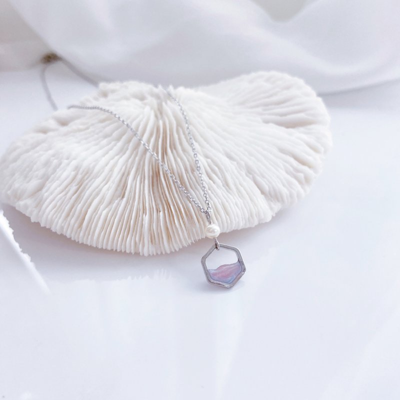 云海系列 | 六角云海项链 925银链 - 项链 - 树脂 粉红色