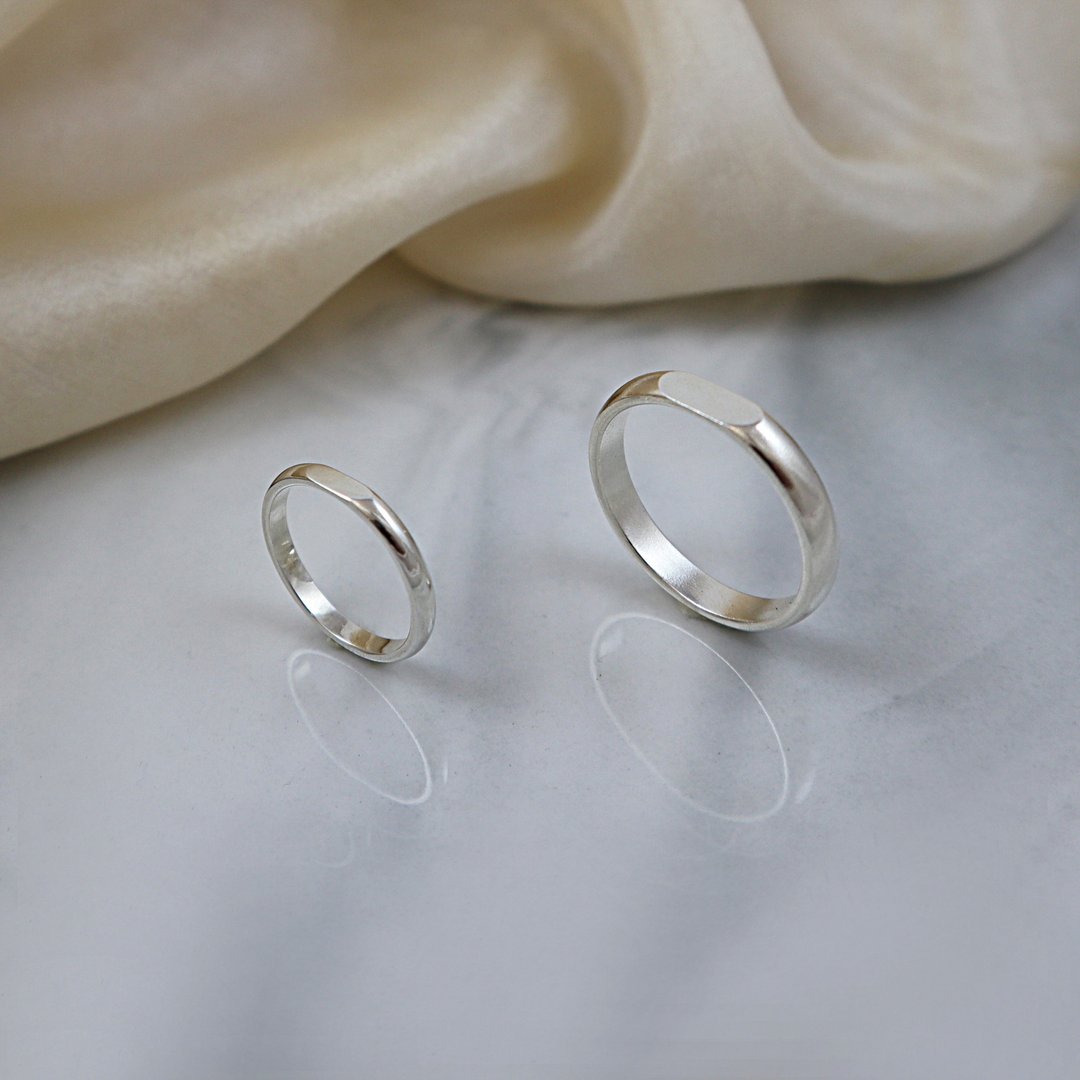 Less is more / 角度切面・经典款・金工・婚戒对戒・一人成班 - 金工/饰品 - 纯银 