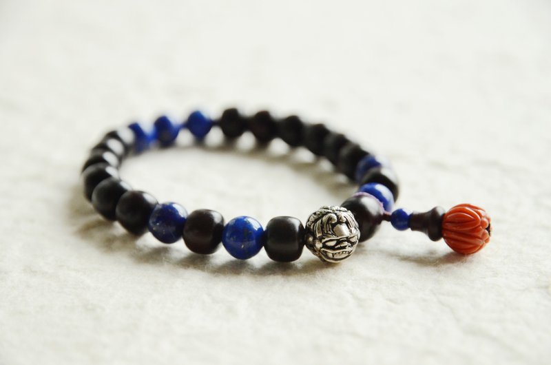 禅道【长大的我】小叶紫檀青金石貔貅手串 - 手链/手环 - 木头 