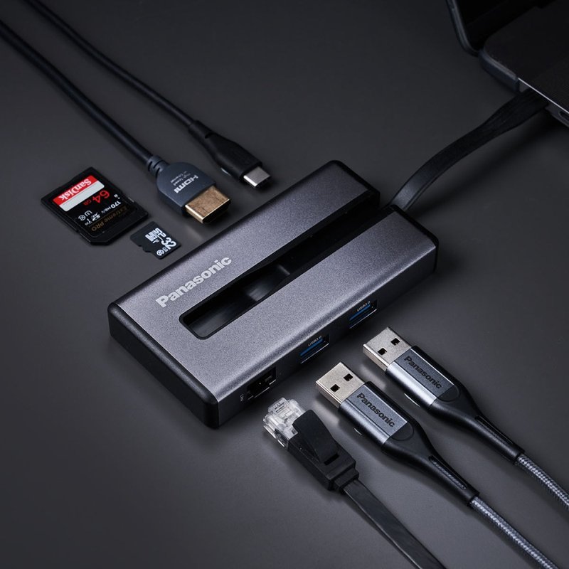 Panasonic 国际牌 转接器USB3.2 TYPE-C 7合1 - 电脑配件 - 铝合金 灰色