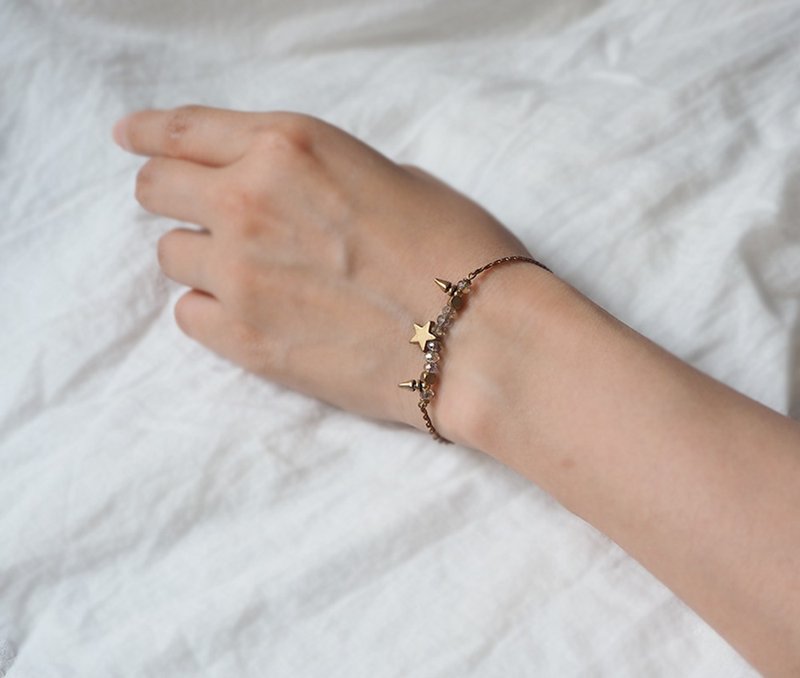 闪耀星空 小星星 切面玻璃珠 姊妹闺蜜款手链 - 手链/手环 - 铜/黄铜 金色