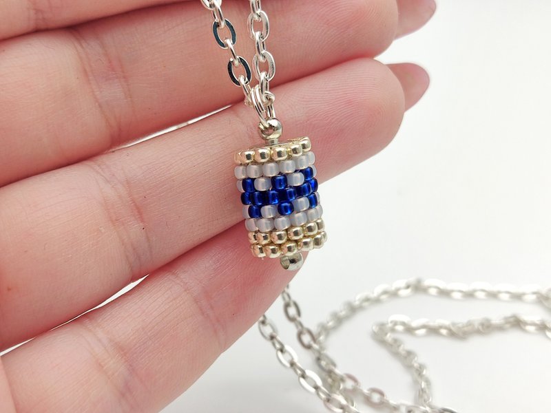手作DIY, Full kit dainty pendant, Necklace tutorial, 材料都幫你準備好了, 簡單易操作, DIY材料包 - 编织/刺绣/羊毛毡/裁缝 - 玻璃 蓝色
