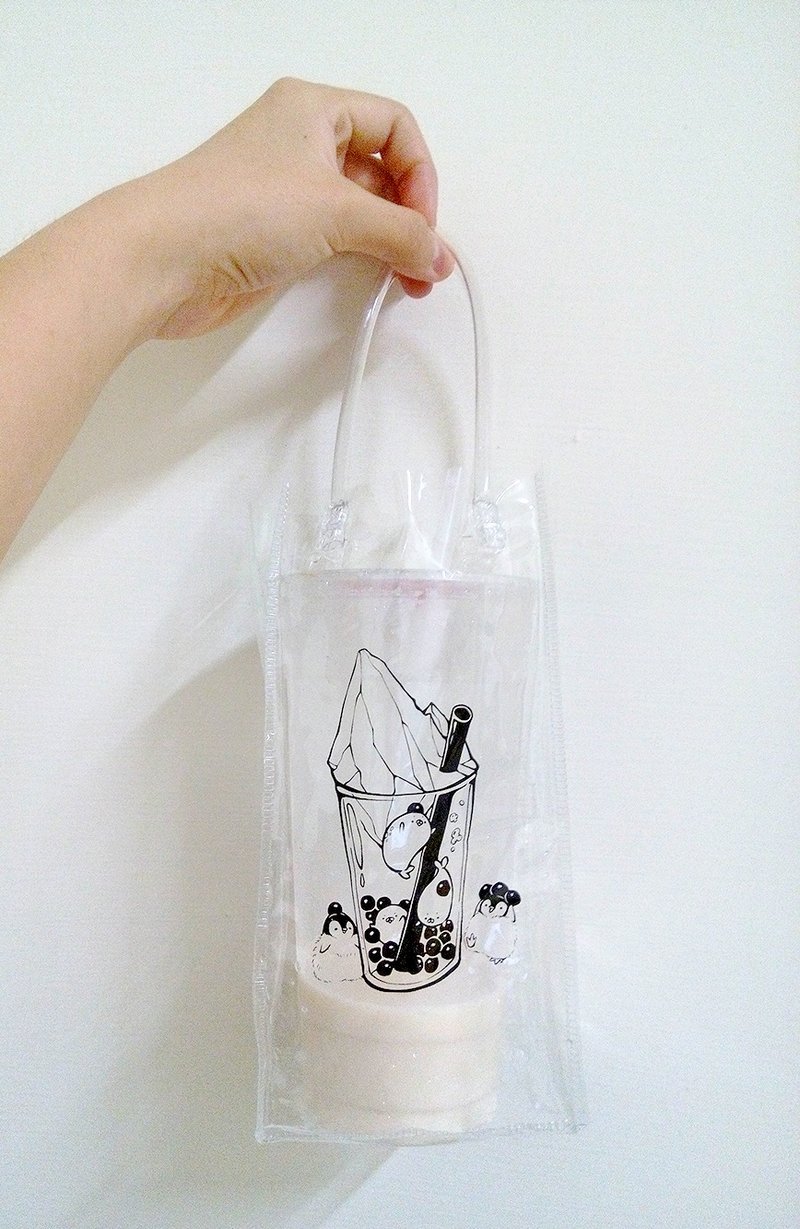 南极珍奶 饮料杯提袋/环保防水/水壶袋/雨伞袋/原创 - 随行杯提袋/水壶袋 - 塑料 透明