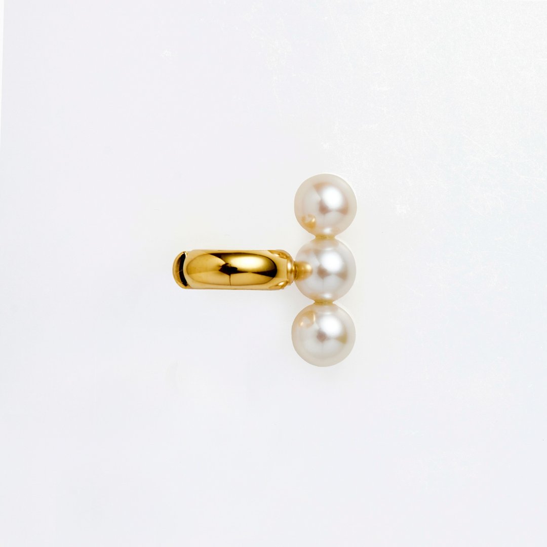 Three Line Pearl ear cuff - 其他 - 银 橘色