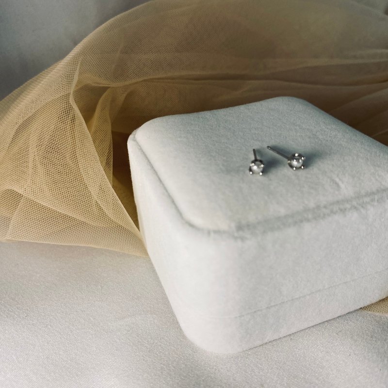 法式微醺 | 爪镶 天然珍珠 925银耳环 - 耳环/耳夹 - 纯银 卡其色