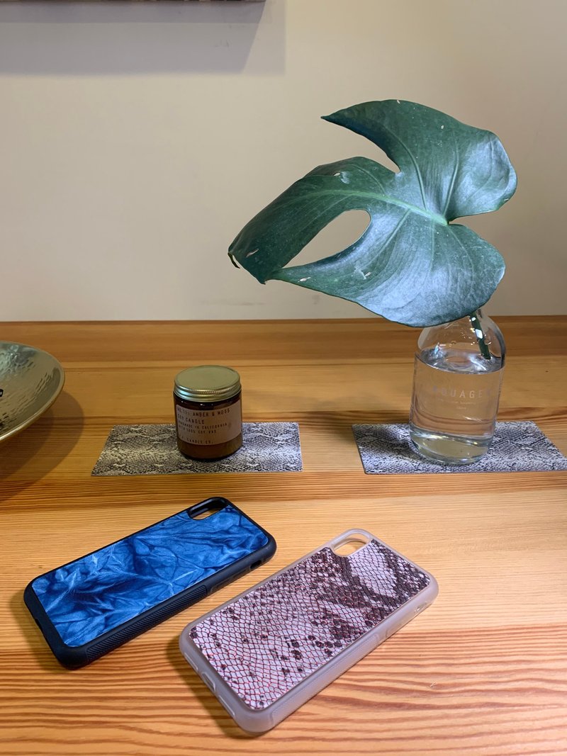 【梁絮皮艺】真皮 蓝染皮革手机壳/羊皮/iPhone/Indigo/手工蓝染 - 手机壳/手机套 - 真皮 蓝色