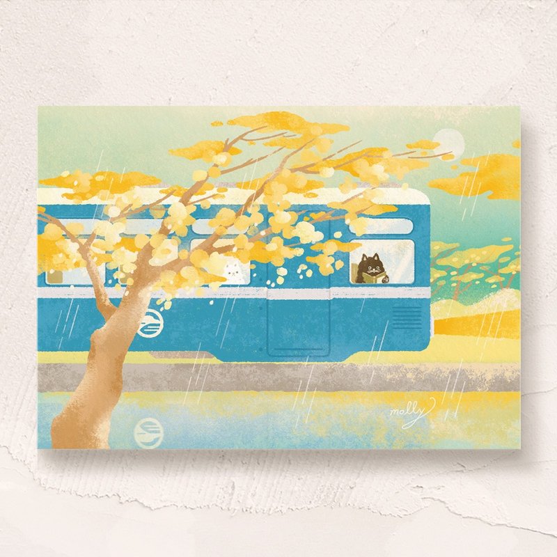 postcard- 归途的列车 - 卡片/明信片 - 纸 橘色