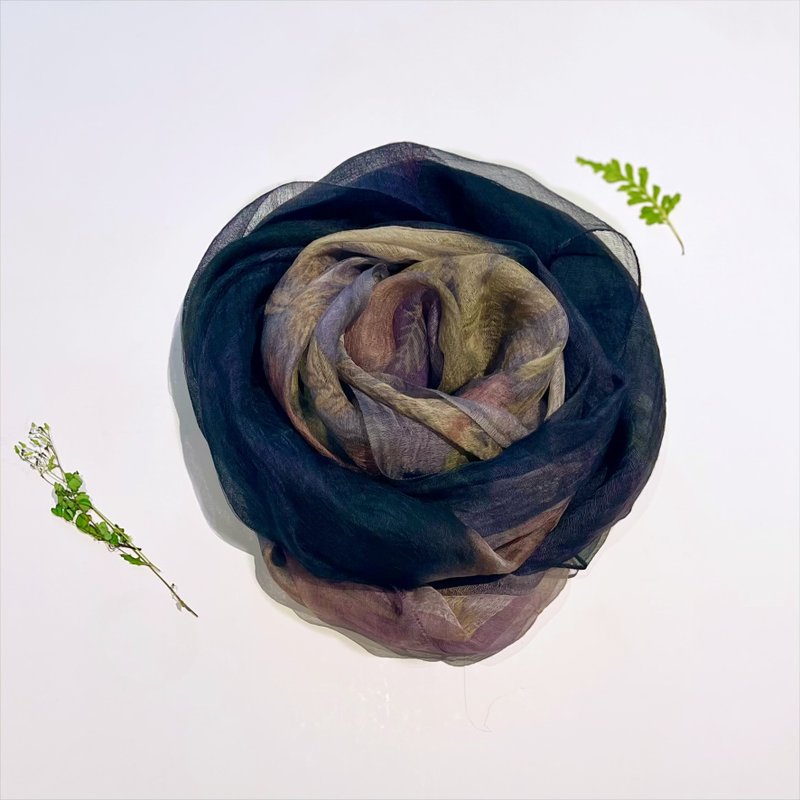 花叶移印染长丝巾 - 墨染回首 - 丝巾 - 丝．绢 多色