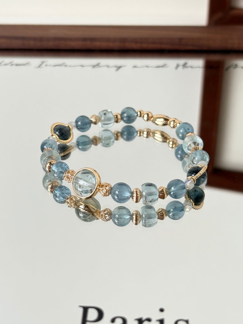 海光浅处///蓝托帕 魔鬼海蓝宝 海蓝宝 月光石 表达能力 正能量 - 手链/手环 - 水晶 蓝色