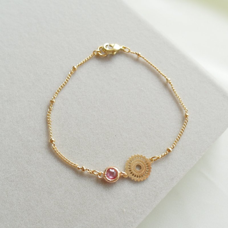 花灿系列精镀24K锆石手链-粉色 - 手链/手环 - 其他金属 粉红色