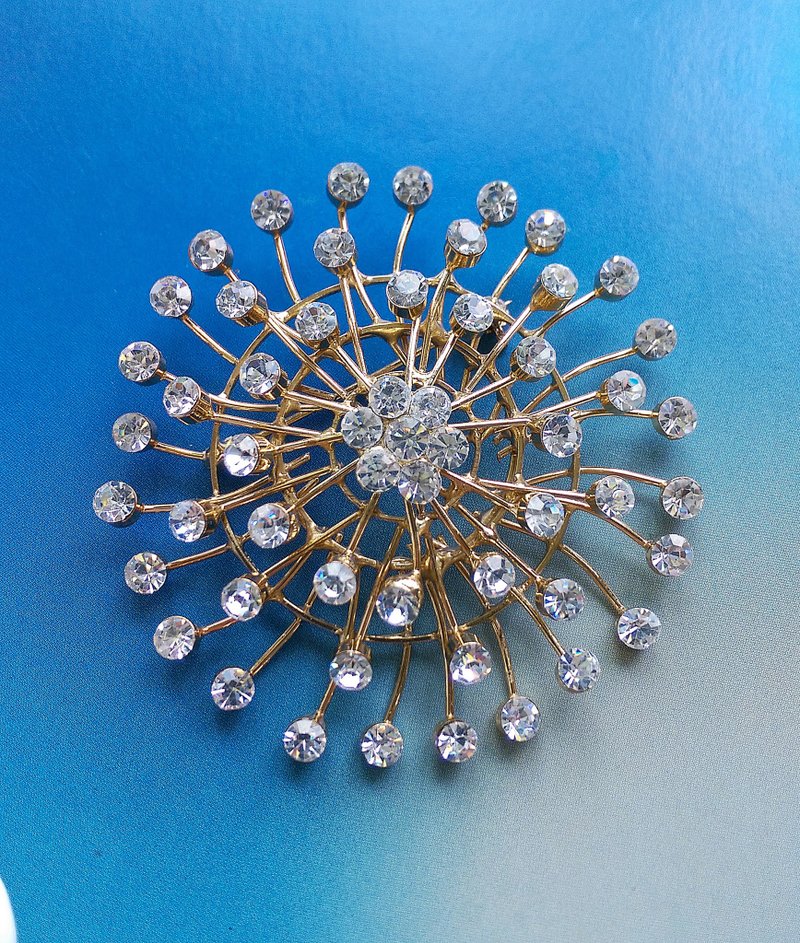 Vintage Jewelry 西洋古董饰品 旋转 摩天轮 钻花 大别针 - 徽章/别针 - 其他金属 金色