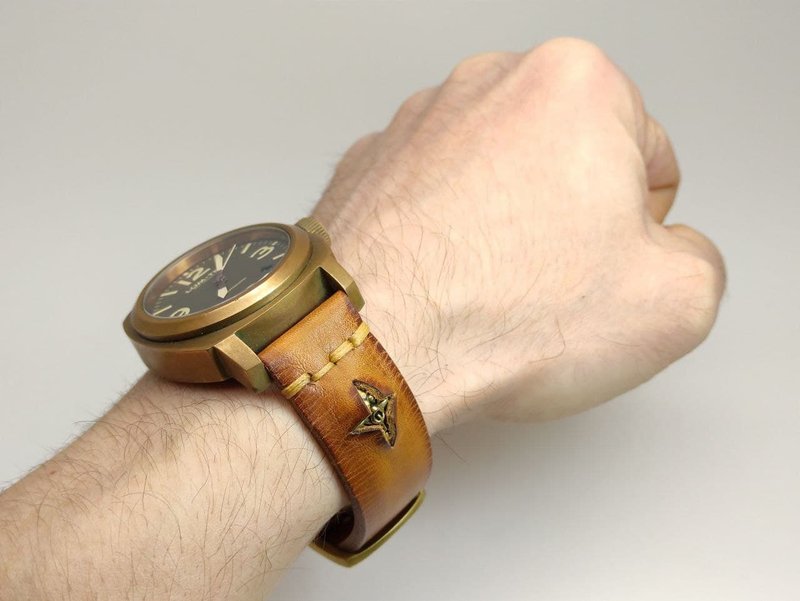 Brown watch strap for bronze watch vintage watch band bespoke leather watchstrap - 表带 - 真皮 咖啡色