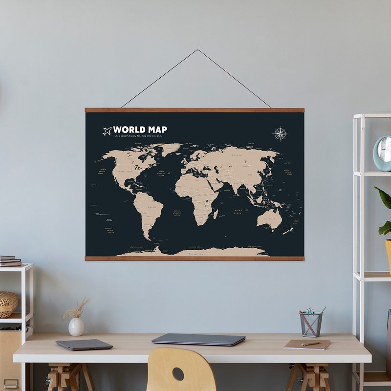 【挂轴】世界地图纯色系列5款 /轻松摆设 回忆纪录 - 墙贴/壁贴 - 聚酯纤维 