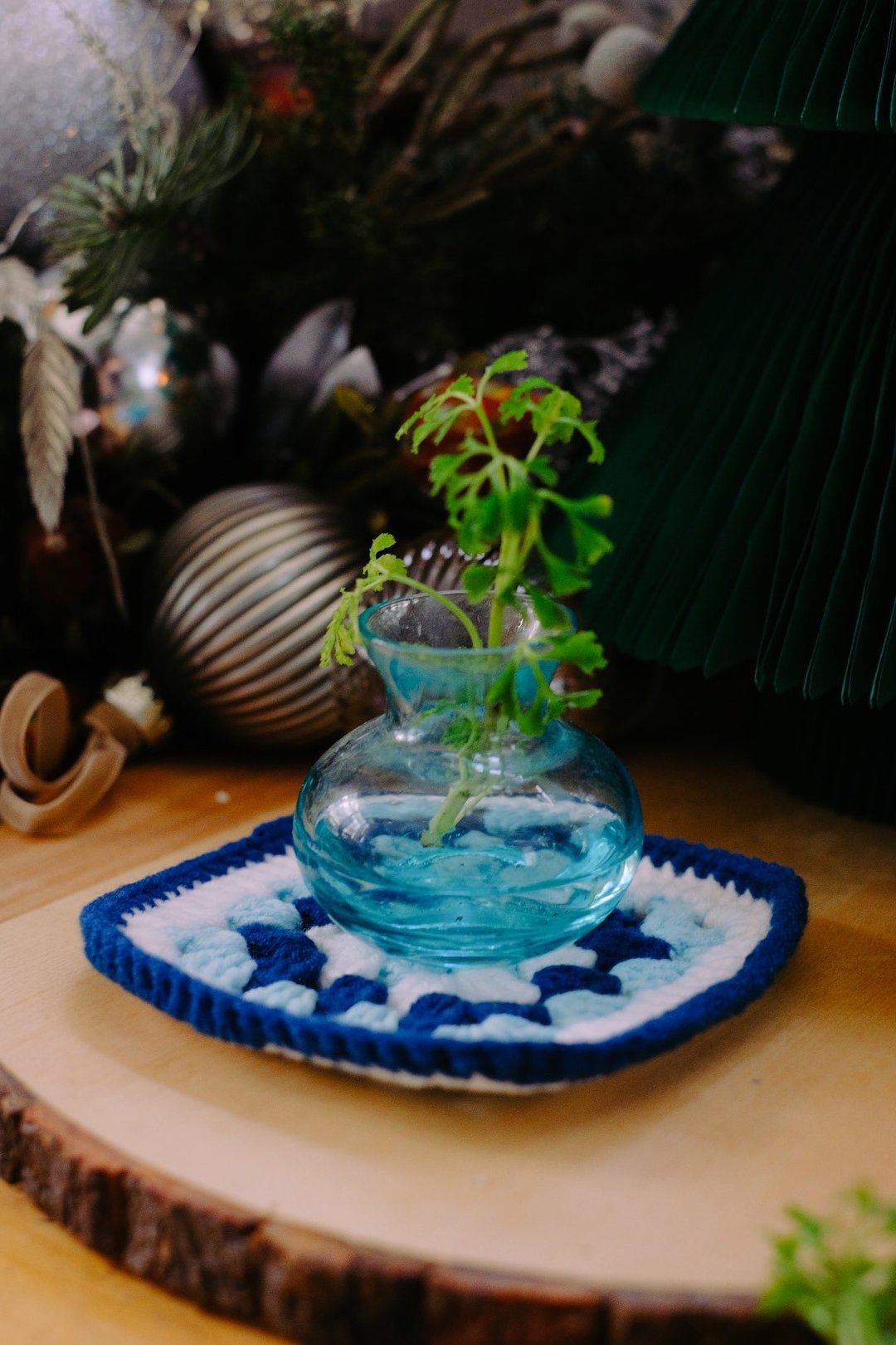 蓝色垫子 / 杯垫 / 水晶垫 / 植物垫 - 植栽/盆栽 - 棉 蓝色