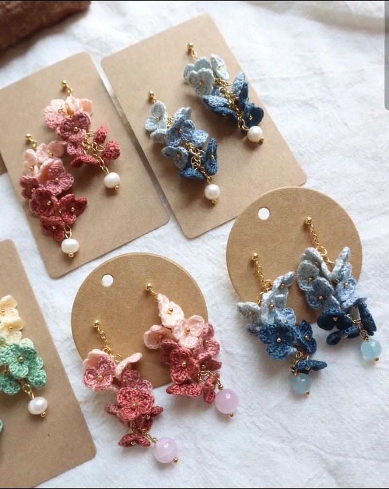 花穗 垂坠耳针/耳夹 - 耳环/耳夹 - 绣线 