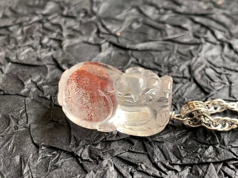 红幽灵貔貅~高等级金字塔红幽灵坠子(67)~925银坠头西德钢项链 - 项链 - 水晶 多色