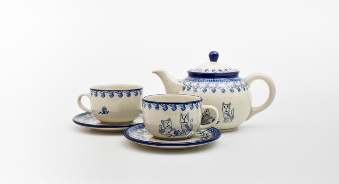 波兰手工陶杯壶组(1壶2杯组) - 茶具/茶杯 - 陶 
