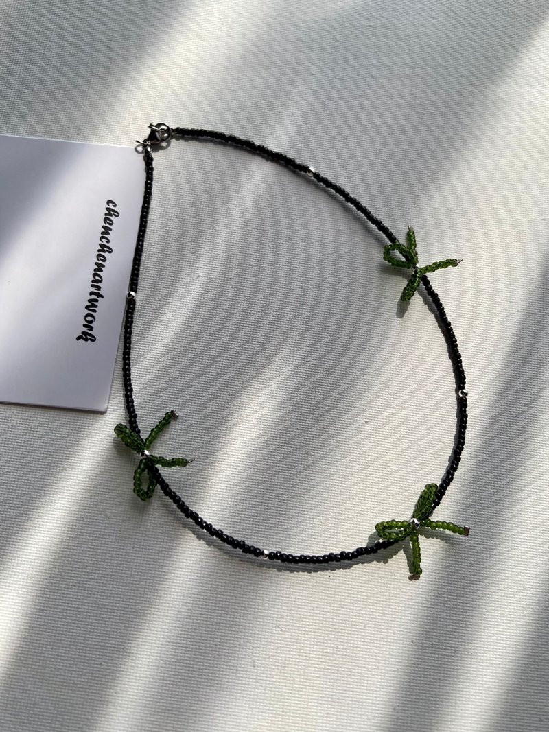 蝴蝶结 串珠 蝴蝶 串珠项链 蝴蝶结项链 - 项链 - 其他材质 绿色