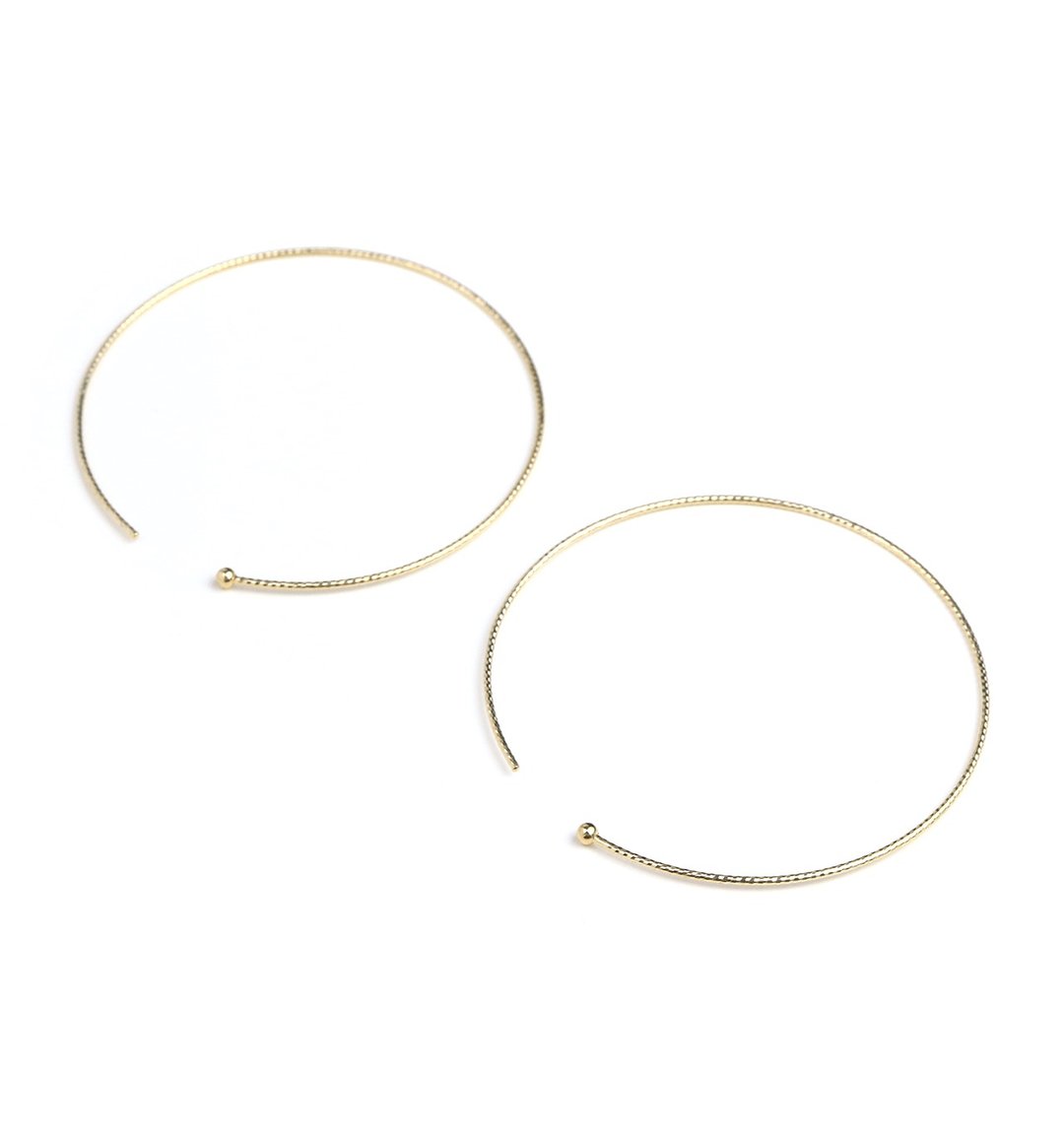[Made in Japan] K10YG (10K Yellow Gold) Cut Hoop Earrings 40mm x 0.7mm [Pair] - 耳环/耳夹 - 其他金属 金色