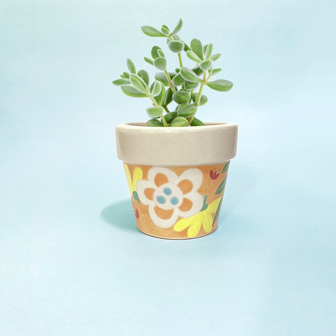 HAND-MADE Lovely little flower pile (Orange) Plant Pot - 植栽/盆栽 - 陶 