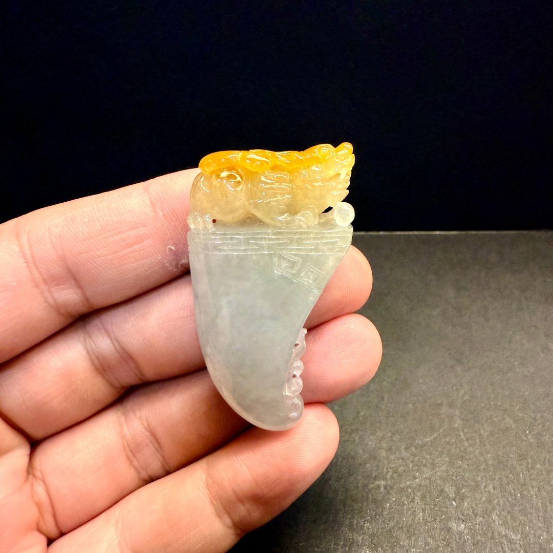 瀚玉珠宝 天然缅甸玉 蜜糖黄貔貅坠 仿古坠 黄翡翡翠 天然A货翡翠 - 其他 - 玉石 
