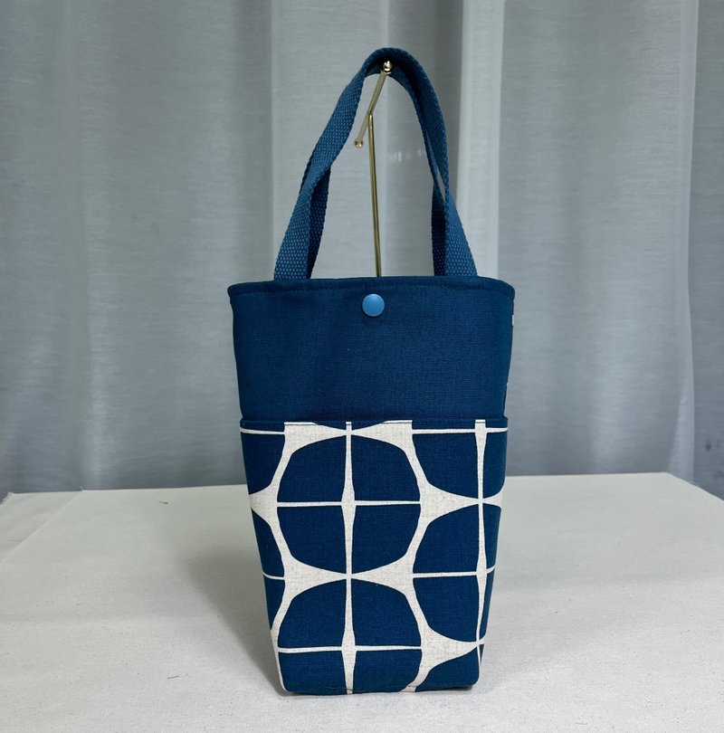 环保饮料散步包 - 防泼水内里 可手提/肩侧背 - 蓝色系1 - 侧背包/斜挎包 - 棉．麻 蓝色