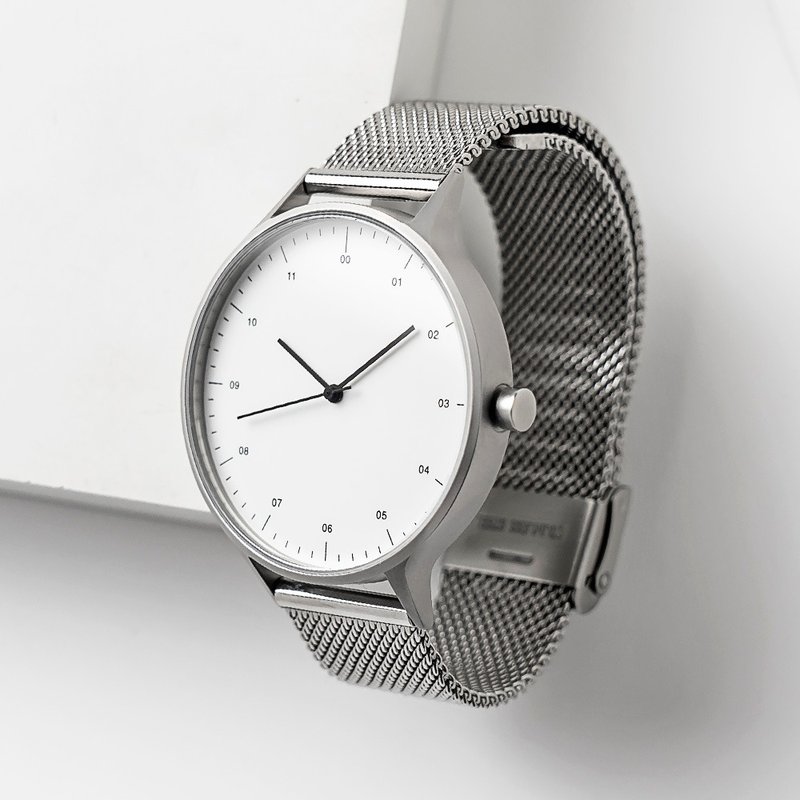 BIJOUONE 彼树湾手表 B302钢带款 银色表壳 白色表盘 男款手表 - 男表/中性表 - 不锈钢 银色