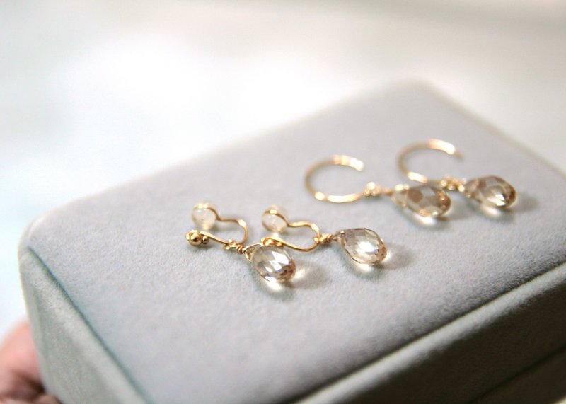 感恩回馈 自选组合耳环 3种宝石x2耳针x2夹式 - 耳环/耳夹 - 珍珠 白色