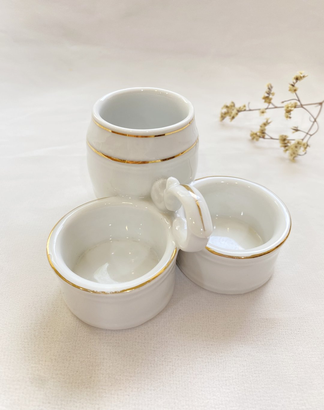 【好日恋物】拉脱维亚vintage古典金边香料酱料碟瓷器收藏厨房 - 浅碟/小碟子 - 瓷 白色