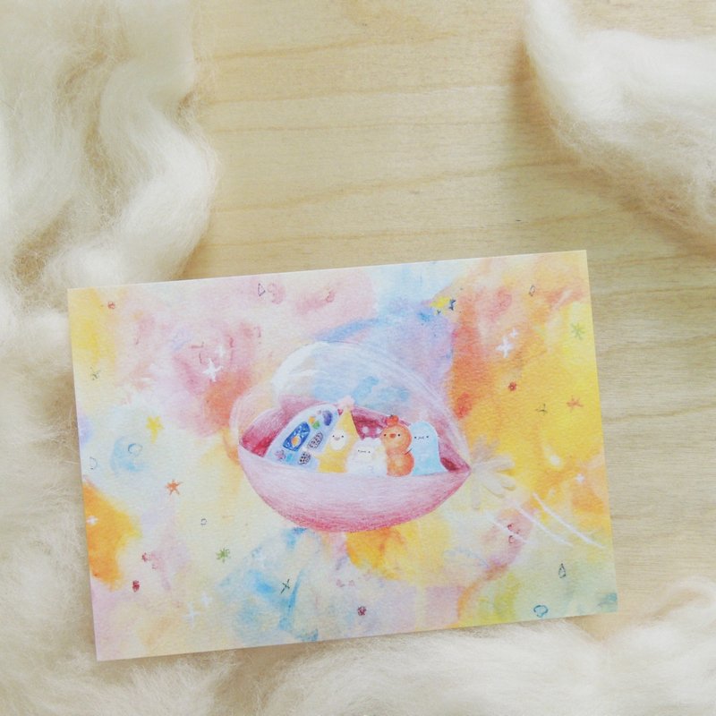 爱心飞船－黄蕉星明信片 - 卡片/明信片 - 纸 多色