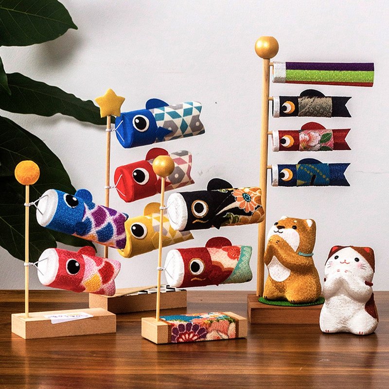 现货 日本制 京都龙虎作手工绢布鲤鱼旗招福锦鲤摆件送礼 - 摆饰 - 其他材质 