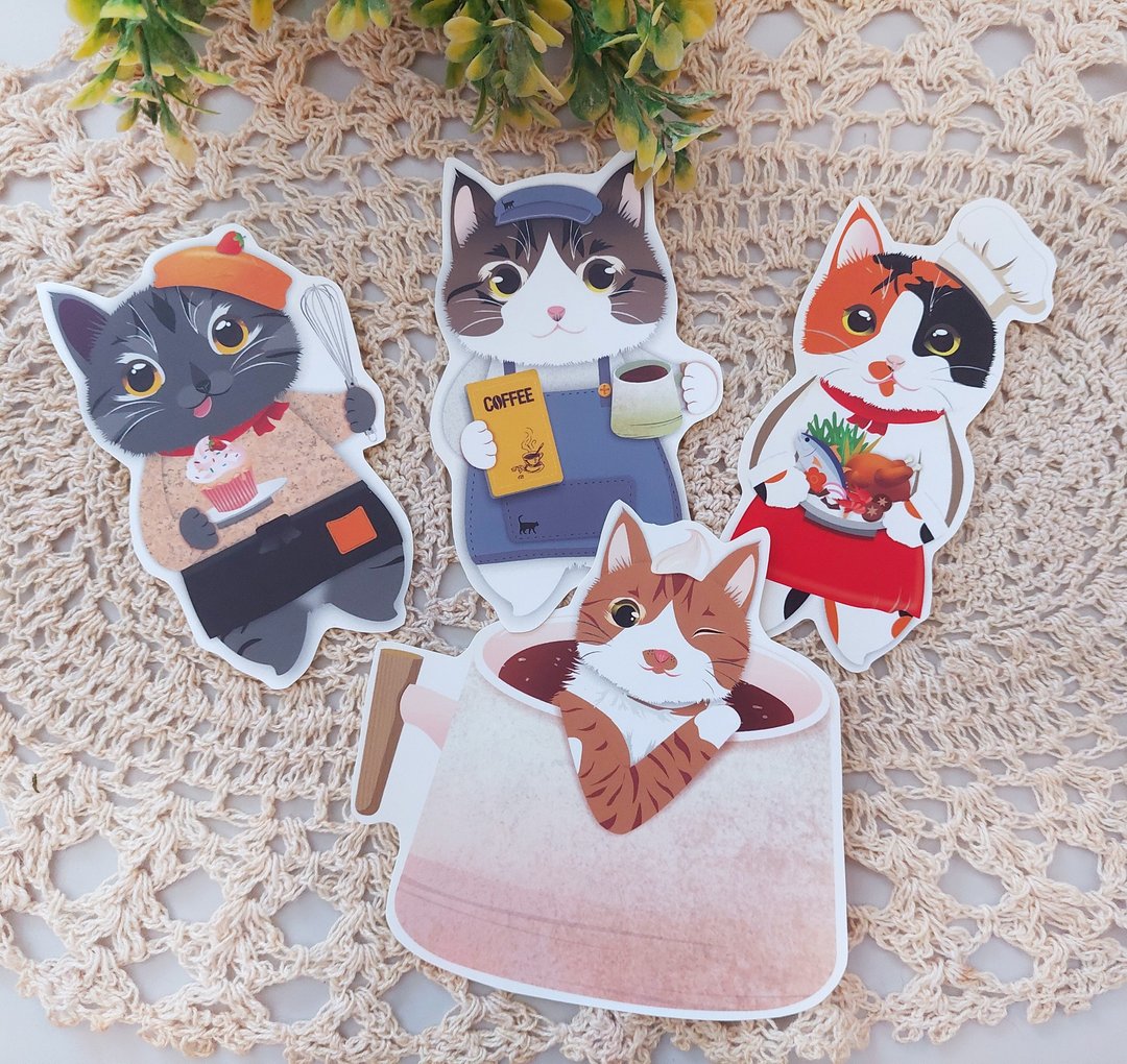 职业猫咪 插画贴纸 - 贴纸 - 防水材质 多色